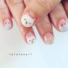 tetonail cuteness しろくまさん しろくまさん しろくまネイル 冬ネイル ナチュラルネイルデザイン naildesign nailart nails tetotenail 自由が丘 奥沢 テトテネイル ショートネイル かわいいネイル ネイル オシャレ ネイル 冬ネイル