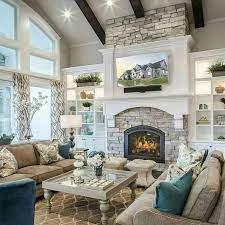 4 different living room layouts with a corner fireplace. 33 Beautiful Living Room Ideas With Fireplace Design Livingroom Livingroomdecor Liv Large Windows Living Room Farm House Living Room Beautiful Living Rooms