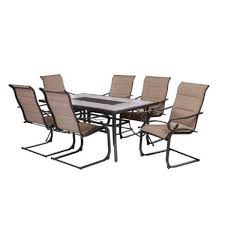 Get free shipping on qualified hampton bay patio dining sets or buy online pick up in store today in the outdoors department. Hampton Bay Crestridge 7 Piece Steel Padded Sling Outdoor Patio Dining Set In Putty Taupe Fcs60610r St The Home Depot Patio Dining Furniture Patio Dining Set Outdoor Patio Designs