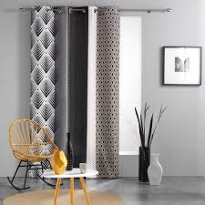 Rideau A œillets Noir Galileo Imprime Rideau Rideau Et Voilage Linge De Maison Gifi Rideaux Rideaux Oeillets Rideaux Voilages