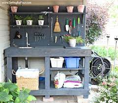 Diy Pallet Potting Bench Sneak Peek Pallet Potting Bench Potting Bench With Sink Potting Bench Plans
