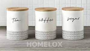 Introduce some secret storage to your kitchen with tea, coffee and sugar canisters. 3 X Monochrome Kitchen Storage Canisters Tea Coffee Sugar Set Tins Jars Caddies Ebay