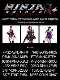Best place with ninja gaiden sigma 2 cheats codes, secrets of the world. Koei Tecmo Europe En Twitter We Also Have Some Ninja Gaiden Sigma 2 Plus Ps Vita Dlc Codes Here For You Ninjagaiden Psvita Tkfamily Http T Co Xqgrf72a9k