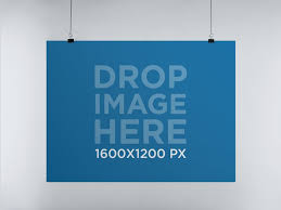 Download Poster Mockup In Landscape Position Hanging From A Wall On Behance