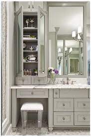 This bathroom vanity with makeup counter doesn't only look so awesome with its elegantly rustic style but also provide a huge storage for your toiletries. Makeup Vanity In Bathroom Or Bedroom