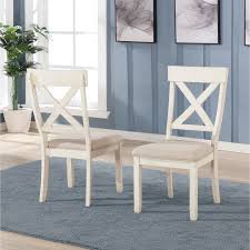 Christopher knight home style roshan farmhouse acacia wood dining chairs white. Prato 5 Piece Round Dining Table Set With Cross Back Chairs Antique White And Distressed Oak Overstock 30933200