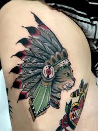 If you think that badass native american tattoos aren't for girls, think again! Indian Warrior Cat Done At The Boston Tattoo Convention Today By Frede Cugno Of Red Elk Tattoo In Abington Ma Tattoos