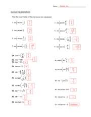 Worksheets are function inverses date period, work inverse functions inverse relations find the, function inverses date period, work composite and inverse function inverses date period. Inverse Trig Worksheet Answer Key Answer Key Name Inverse Trig Worksheet 40 42 44 46 48 50 Undefined Course Hero
