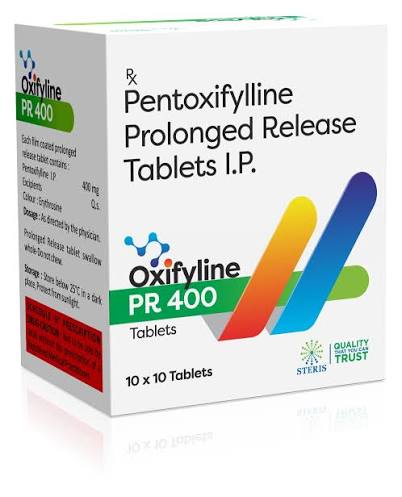 Pentoxifylline 400 mg Tablet | OXIFYLINE PR 400 -Steris Healthcare Pvt Ltd, Mumbai