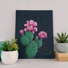 Cactus flower series, hedgehog cactus painting. 18 Trendy Ideas For Painting Cactus Acrylic Etsy Cactus Paintings Etsy Painting Art Painting Acrylic