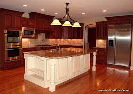 White Island Cherry Cabinets Warm Contrast Contrasting Kitchen Island Cherry Cabinets Kitchen Dark Kitchen Cabinets