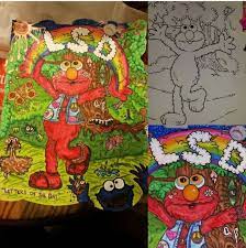 Show elmo, the muppet character to your kid with the printable cute elmo coloring pages. Here S What Happens When Coloring Books Are Subjected To The Twisted Minds Of Adults Viralnova