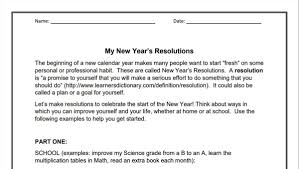 My New Year S Resolutions 3 6 Goal Setting Activity Holiday Printable High School Health School Health Students Health