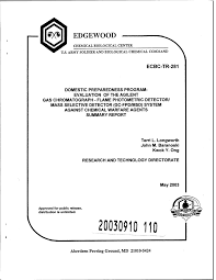 Joint chemical agent detector is a. Pdf Domestic Preparedness Program Evaluation Of The Agilent Gas Chromatograph Flame Photometric Detector Mass Selective Detector Gc Fpd Msd System Against Chemical Warfare Agents Summary Report