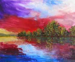 Take this as an example: Artist Derek Collins Blog Modern Impressionist Landscape Paintings And Abstract Textured Sunset Painting Original Acrylic Landscape Impressionist Lake Water Reflections Trees