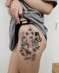 41 Beautiful Flower Tattoo Ideas For Women Vialaven Com Thigh Tattoos Women Tattoos For Women Flowers Butterfly Thigh Tattoo