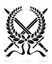 Victory Wreath With Crossed Swords Wreath Drawing Sword Logo Symbol Design
