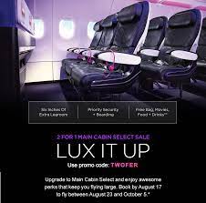 When you purchase main cabin, enjoy more freedom and flexibility. Two For One Main Cabin Select Fares On Virgin America Pizza In Motion