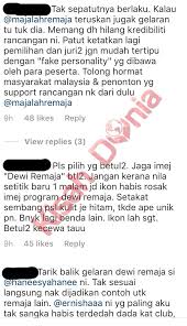 Pencarian dewi remaja akan dipancarkan menerusi paparan 8 episod bermula 26 oktober 2019 pada jam 9.00 malam di astro ria (saluran 104) dan ria hd (saluran 123). Fake Personality Netizen Desak Produksi Tarik Semula Gelaran Dewi Remaja Kisah Dunia