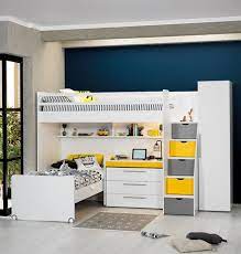 Hochbett jugendbett kinderbett mit schreibtisch smoozy kiefer weiss. Mobel Lux Jugendzimmer Set Neo Set 5 St Hochbett Schreibtisch Jugendbett Kommode Kleiderschrank Online Kaufen Otto
