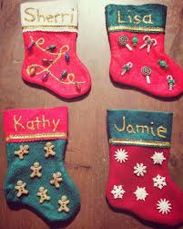 Made With Mini Stockings Buttons Hot Glue Glitter Fabric Painy Christmas Stocking Decorations Mini Stockings Christmas Stockings