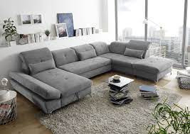 Großes sofa in grau aus stoff oder etwa doch ein bigsofa aus leder? Couch Melfi Sofa Schlafcouch Wohnlandschaft Bettsofa Schlaffunktion Grau U Form