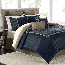 Mira 12 Piece Comforter Set In Navy Brown Master Bedroom Khaki Bedroom Blue Bedroom
