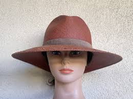 Janessa Leone Dawson Brown 100% Straw Hat Leather Band Size Medium