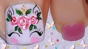 Pre diseñado clavo arte consejos moda diseño rayas blanco falso uñas. Decoracion De Unas Pies Unicornio Unas Decoradas Con Unicornio Diseno Para Pies Youtube