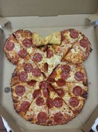 Minnie Mouse Birthday Pizza By Domino S Pizza Store 2288 Minnie Mickey Birthday Birthday Pizza Birthday Food Minnie Mouse First Birthday