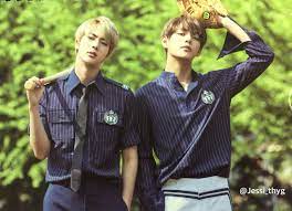 · v is extroverted, while jin is shy. 20 Bts Taejin Jin V Ideas Bangtan Bangtan Boys Taehyung