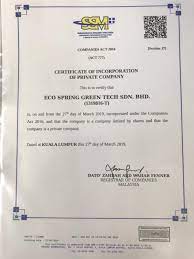 Mode of forming incorporated company. Eco Spring Green Tech Sdn Bhd Home