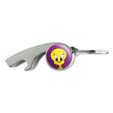 Looney Tunes Tweety Bird Keychain Chrome Plated Metal Whistle Bottle Opener  - Walmart.com