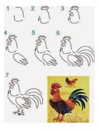 Kali ini kita coba kepalanya dulu, terutama bagian paruh dan matanya. Cara Melukis Gambar Ayam