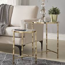 Conlon Bamboo Look Stainless Steel 2 Piece Nesting Tables In 2020 Nesting Tables Gold Living Room Furniture Gold Living Room