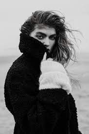 Black And White Portrait Beach Winter Fashion Photography Winter Photoshoot Winter Portraits