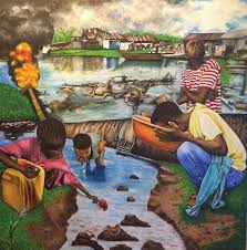 Oil Africans Wealth And Woe Painting By O Yemi Tubi Water Pollution Painting Water Pollution Water Pollution Poster Pollution
