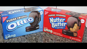 Nutter butter peanut butter sandwich cookies are made with real creamy peanut butter, and kids and adults go nuts for these tasty treats! Fudge Covered Oreo Fudge Covered Nutter Butter Cookie Review Youtube