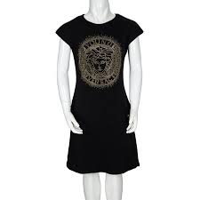 Young Versace Black Knit Medusa Logo Embellished Dress 8 Yrs