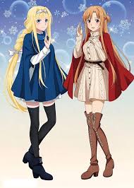 Asuna and Alice in winter wear! : rswordartonline