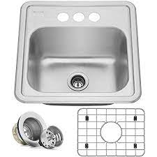 Shop from the world's largest selection and best deals for deep kitchen sink. Amazon Com Miligore 15 X 15 X 6 Deep Single Bowl Top Mount Drop In 22 Gauge Stainless Steel Bar Prep Utility Sink Includes Drain Grid Home Kitchen