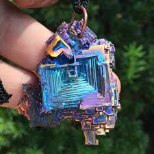 Amazon.Com: Blue Moon Bismuth Crystal Necklace, Handmade Celestial Jewelry,  Unique Iridescent Pendant : Handmade Products