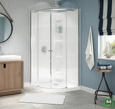 Designed With A Central Opening The Maax Nero 38 3 Stripe Round Shower Kit Suits Any Small S Corner Shower Enclosures Bathtub Shower Remodel Shower Remodel