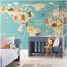 Cartoon Animal World Map Wallpaper Children Room Boys And Girls Bedroom Wallpaper Mural Mural Wall Cov Kids Room Wall Children Room Boy Girls Bedroom Wallpaper