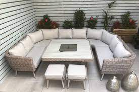 Here we take the already tried and tested rounded corner sofa set and the simple but elegant rectangular dining table and combine them into a versatile powerful rattan furniture set to rival them all. Signature Weave Danielle U Shaped Sofa Firepit Table Garden Dining Set