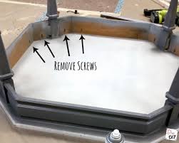 I had a similar coffee table back in the day with matching. Upholstered Ottoman How To Repurpose An Old Table Diva Of Diy