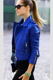 The Most Beautiful Royal Blue Leather Jacket Just Perfect To Wear Downtown Chicago Fall Fashion Coats Fashion Blue Leather Jacket
