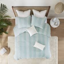 This plush chenille ashton bedspread by better trends has a sophisticated, retro style. 3 Pc Full Queen Kara Cotton Jacquard Comforter Mini Set Aqua Jla Home Target
