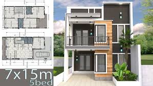Plans De Maison 7x15m Avec 4 Chambres A Coucher Modern House Floor Plans Simple House Design Duplex House Design