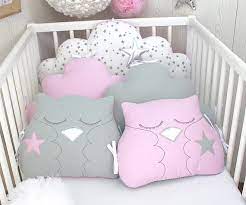 Baby Cot Bumpers 60cm Wide Bed Cloud And Owl Cushions Cuscini Per Neonato Letti Per Bambini Paraurti Culla